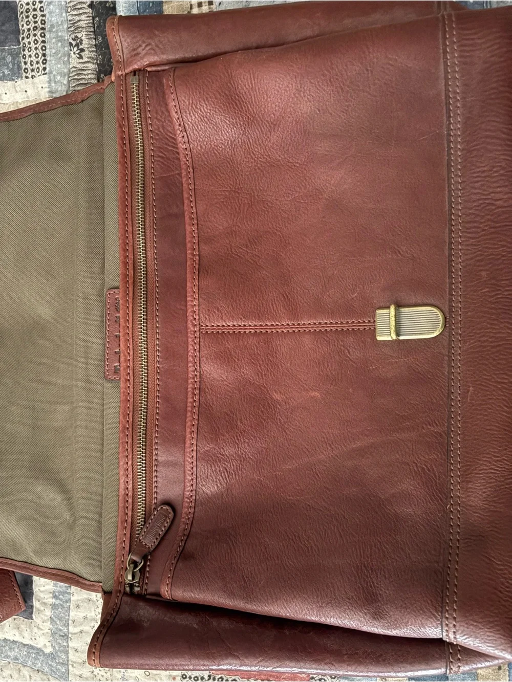 Timberland Chestnut Brown Leather Laptop Messenger Bag